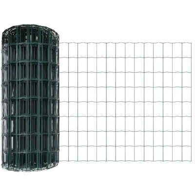 Image of vidaXL Euro Fence with 5 U Posts Green 0.8x10 m Steel