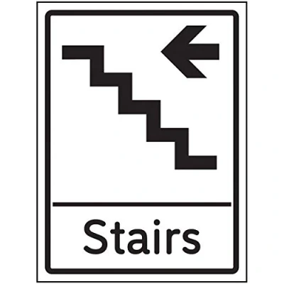 Image of VSafety Stairs Arrow Left Sign 150x200mm Self Adhesive Vinyl