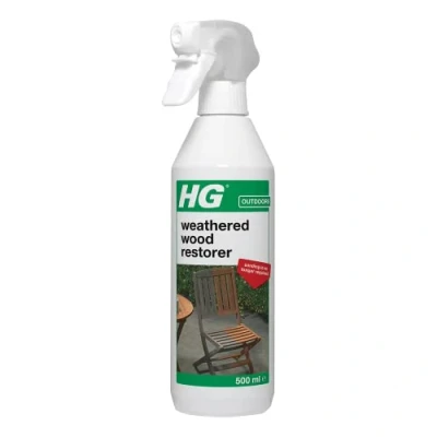 Image of HG Weathered Wood Restorer, Simple No Sanding Pre Treatment, Cleans Maintains &amp; Renovates Wooden Garden Furniture, Prepares Restores Natural Colour 500ml Spray (292050106)