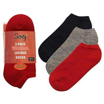 Image of SX174 A Acrylic Brushed Thermal Trainer Socks Navy/Charcoal/Red 4 6