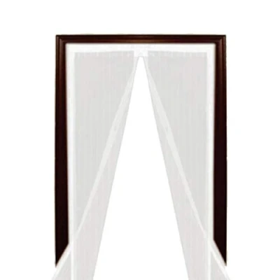 Image of White Magnetic Door, Fly Screen Mesh Curtain Keep Away Mosquitoes Insect Bugs, Let Fresh Air in, No Tools Required Fits onto Single Doors, Sliding Campers &amp; More