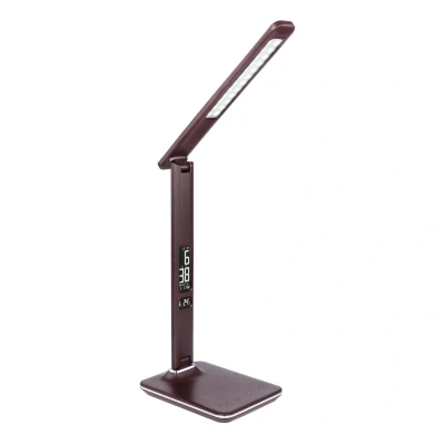 Image of Tanna Integrated LED Table Lamp Dark Brown Dimmable 3000 6000K Clock