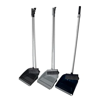 Image of Long Handle Dustpan and Broom Sweeping Brush (Graphite)