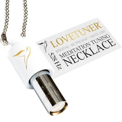 Image of LOVETUNER 528 Hz Love Frequency Necklace with Meditation Flute, White ball chain, No Gemstone