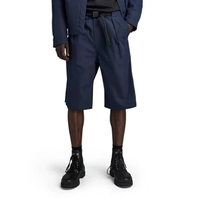 Image of G STAR RAW Men&#039;s Pleated Chino Belt Shorts, Blue (salute D24312 D517 C742), 38