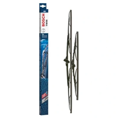 Image of Bosch Twin 653 Front Windscreen Wipers Set of 2 Replacement Blades Comes with Pre assembled Quick Clip Adapter Blades, 650mm/400mm