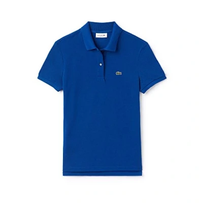 Image of Lacoste Classic Fit Womens Blue Polo Shirt Cotton Size 8 UK