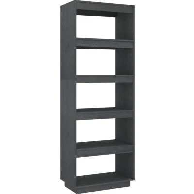 Image of vidaXL Solid Pinewood Book Cabinet/Room Divider Living Room Office Furniture Partition Bookcase Storage Rack Shelf Stand Organiser Grey