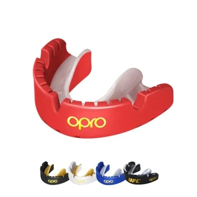 Image of OPRO Gold Level Mouthguard for Braces, Adults Sports Mouth Guard, Featuring Revolutionary Fitting Technology Boxing, Lacrosse, MMA, Martial Arts, Hockey, and All Contact (Blue)