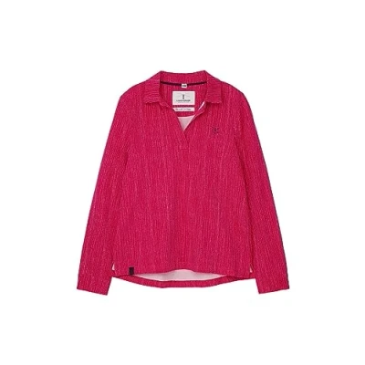Image of LightHouse Women&#039;s Maya Cotton Stretch Shirt Ladies Button Through Blouse with V Neck Raspberry Dash 16