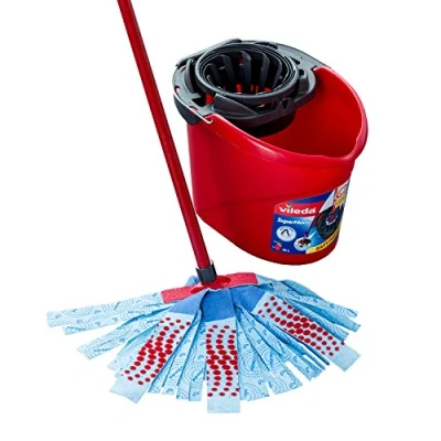 Image of Vileda Supermocio XL Action Mop and Bucket Set, Red/Grey/Blue, 6 x 15 117 cm