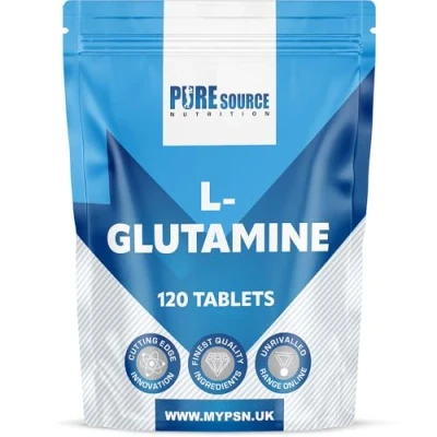 Image of L Glutamine 120 Vegan Tablets 2000mg High Strength Amino Acid Suitable for Vegans and Vegetarians No Artificial Preservatives by Pure Source Nutrition (120 Tablets)