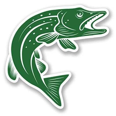 Image of 2 x 10cm Pike Vinyl Sticker Fish Fishing Laptop iPad Decal Box Gift Dad #5356 (10cm 10cm)