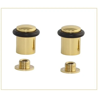 Image of EVI Herrajes Pack of 2 Door Stops 27 x 29 mm Threaded Base Black Natural Silicone Rubber Shiny Brass Includes Tools Mod. 040138CBBR