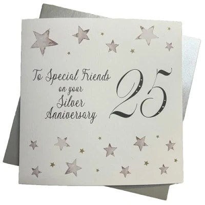 Image of WHITE COTTON CARDS Large Big Twist Range, Special Friends On Your Silver 25&quot; Handmade 25th Anniversary Card, XF25S