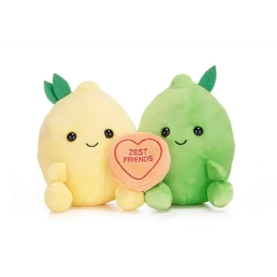 Image of Posh Paws 38030 20cm Swizzels Love Hearts “Zest Friends Lemon and Lime Plush Soft Toy Pair, Yellow