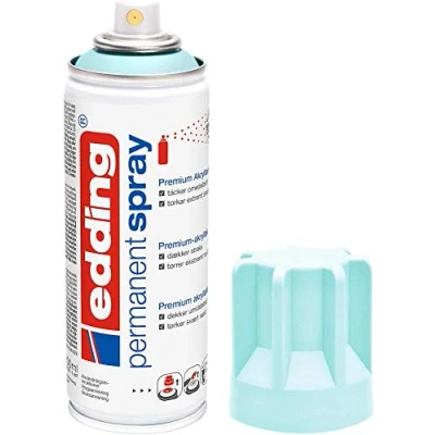 Image of edding 5200 permanent spray pastel blue matt 200 ml acrylic paint for painting and decorating glass, metal, wood, ceramic, plastic, canvas aerosol spray,
