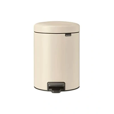 Image of Brabantia NewIcon Pedal Bin 5L Small Waste for Bathroom or Toilet Soft Closing Lid Light Operation with Removable Inner Bucket Non Slip Base Beige 21 x 27 29 cm