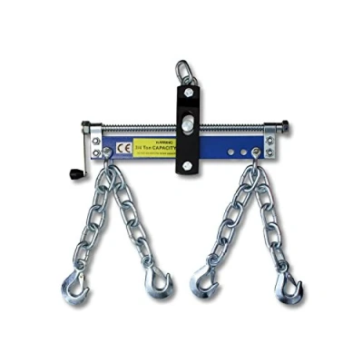 Image of WilTec Solid Steel Engine Load Leveller 750kg Max, Easy To Connect Workshop Crane &amp; Stand, Includes four Chains with Safety Hooks