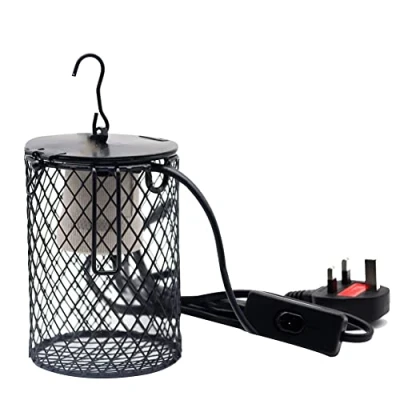 Image of Reptile Heat Lamp Heater Holder Ceramic Lamps Lampshade Anti Hot Bracket Cage for Bearded Dragon, Lizard, Tortoise, Snake, UK Plug (Small)