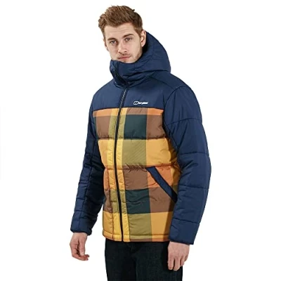 Image of Berghaus Men&#039;s Komatiite Synthetic Insulated Jacket, Extra Warm, Durable Coat, Lightweight Design, Grey Pinstripe, XS