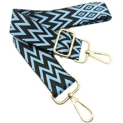 Image of 712 Adjustable Shoulder Strap Bag, Blue, Bag Straps for Changing, Wide with Carabiner Gold, 80 130 cm Carry Strap, Women, Modern Handbag, 3.8 cm,