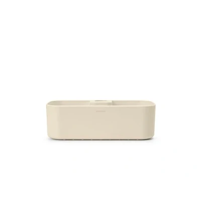 Image of Brabantia ReNew Shower Caddy Space Efficient Holds up to 2 kg Wall Organiser for the Corrosion Resistant No Drilling Fixing Materials Included Soft Beige 24.4 x 13.3 7.5 cm