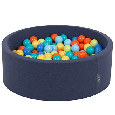 Image of KiddyMoon 90X30cm/300 Balls ∅ 7Cm / 2.75In Baby Foam Ball Pit Made In EU, D.Blue:L.Green/Orange/Turquois/Blue/Babyblue/Yellw