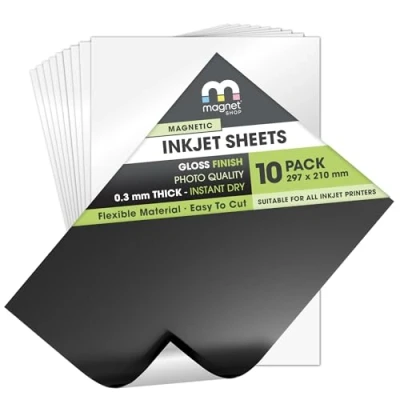 Image of TMS Magnetic Photo Paper A4 Size with Glossy Finish for Home and Office Printers 10 Pack