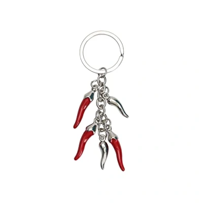 Image of ARFUKA Keyring Chilli Pendant Keychain Zinc Alloy Key Chain Metal Keyfob Ring Gift for Christmas and Birthday