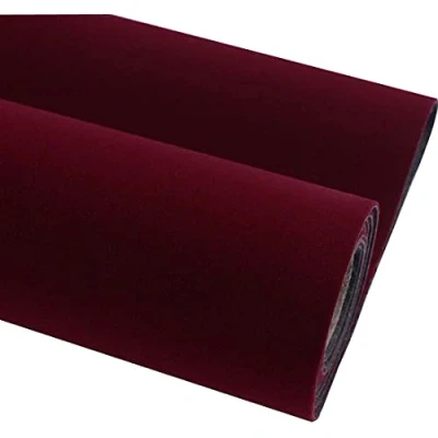 Image of Self Adhesive Velvet Flock Contact Paper Liner for Jewelry Drawer Craft Fabric Peel and Stick Black, Soft DIY 17.7&quot; x 117&quot; (Maroon Color)