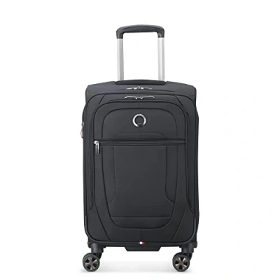Image of Delsey Paris Helium DLX Softside Expandable Luggage with Spinner Wheels, Black, Checked Large 29 Inch, Wheels