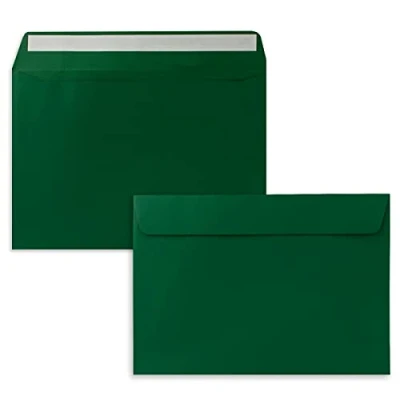 Image of 25x envelopes DIN C5 dark green (green) 16.2 x 22.9 cm self adhesive elegant for large invitations and cards birthdays or weddings