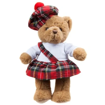Image of VFM Tam O Shanter Tartan Bear 24cm, Toy, Scottish Teddies, Birthday Gift, St Andrew&#039;s Day, Scotland, Plush, Cuddly, Soft Toy