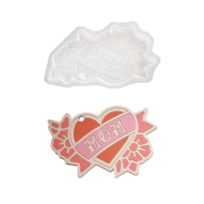 Image of Ralondbey Epoxy Resin Mold Silicone Moulds for Casting MOM DAD Charm DIYs Keychain Pendant Molds Jewelry Mould Mother&#039;s Day Fathers Craft