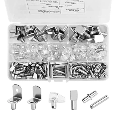 Image of volumoon 5 mm Shelf Support Peg, 160PCS Pins, Wardrobe pegs, Stud pin Bracket Stainless Steel, Clear Supports for Shelves Cabinets Brackets Furniture Kitchen