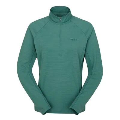 Image of Rab Women’s Sonic LS Zip Lightweight Breathable Long Sleeve T Shirt for Trail Running &amp; Hiking Eucalyptus Large