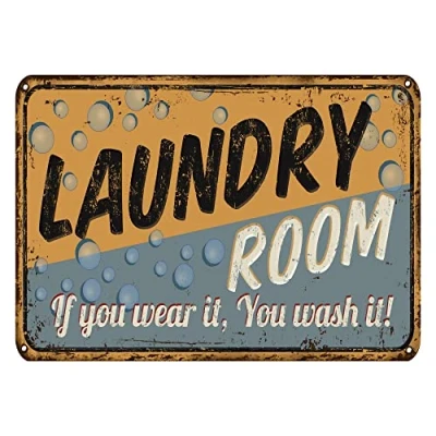 Image of MATLPATS Laundry Room 1950 Washing Retro Metal Wall Sign Tin Plaque Vintage Shabby Chic 6x8 Inches