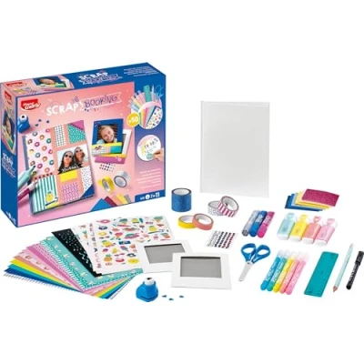 Image of Maped Creativ Scrapbooking Set Craft Album to Decorate Complete Activity Kit with 50+ Accessories and Equipment including 1 Notebook 2 Polaroid Photo Frames School Materials 7+