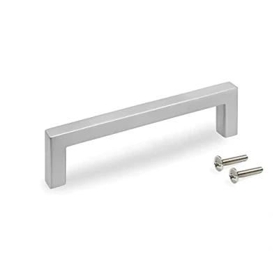 Image of Emuca Furniture Handle, 128 mm Interaxis (5 inch), L136 (5,3 inch),Zamak, Satin Nickel, 5 pcs.