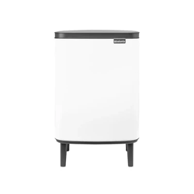 Image of Brabantia Bo Waste Bin Hi 12L with Soft Close Lid, Removable Inner Bucket, and Transport Grip Ideal for Bathroom, Bedroom, Home Office White