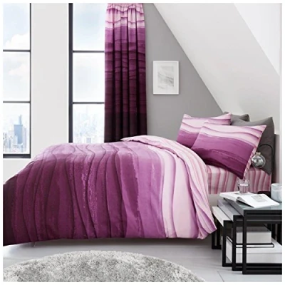 Image of GC GAVENO CAVAILIA Luxury Geometric Duvet Cover King Size, Soft &amp; Warm Polycotton Bedding Sets, Reversible Bed Set, Purple