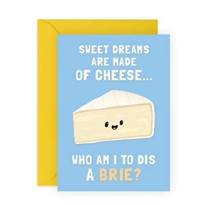 Image of Central 23 Friend Birthday Card Female Male Him Her Food Pun Humour &#039;Sweet Dreams Are Made Of Cheese&#039; Funny For Mum Dad Gifts Men Women Comes With Fun Stickers
