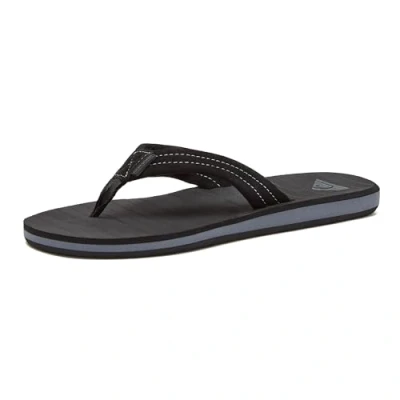 Image of Quiksilver Men&#039;s Carver Suede Flip Flops, Multicolor Solid Black, 8 UK