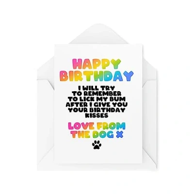 Image of Funny Birthday Cards from the Dog Will Try to Remember Lick My Bum After for Owners Pet CBH1775