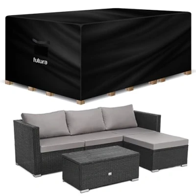Image of Futura Rectangular Garden Furniture Covers Waterproof 213x132x72cm, 420D Oxford Fabric Outdoor Table, Patio &amp; Rattan Covers, PVC Lined, Air Vents and UV Safe