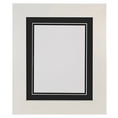 Image of Metro White Photo Picture Poster Frame with Double Black Mount 50 x 40 cm for Image Size 30