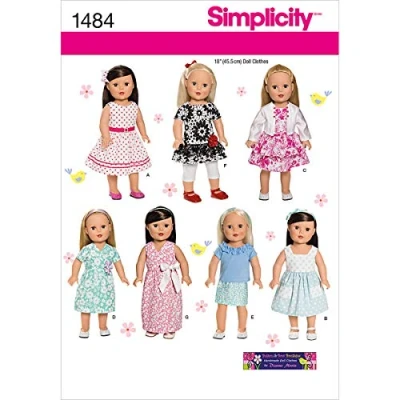 Image of Simplicity sewing pattern 1484: 18&quot; Doll Clothes, Paper, White, OS (ONE SIZE)
