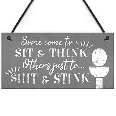 Image of RED OCEAN Come To Sit Funny Bathroom Signs Shabby Chic Door Plaque for Toilet The Loo