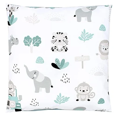 Image of TupTam Children&#039;s Decorative Pillow Case Double Sided Design, Zoo Green, 80 x cm